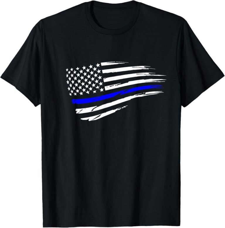 Thin Blue Line Flag Shirt, Black and White Flag Tee, Police Support Gift design