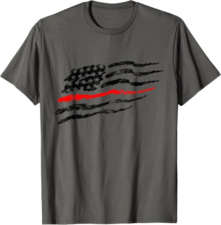 Thin Red Line Brush Style Flag Shirt, Firefighter Support Tee, Patriotic Gift design