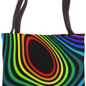Concentric Rainbow Swirl Tote Bag, Retro Pattern Accessory, Colorful Gift