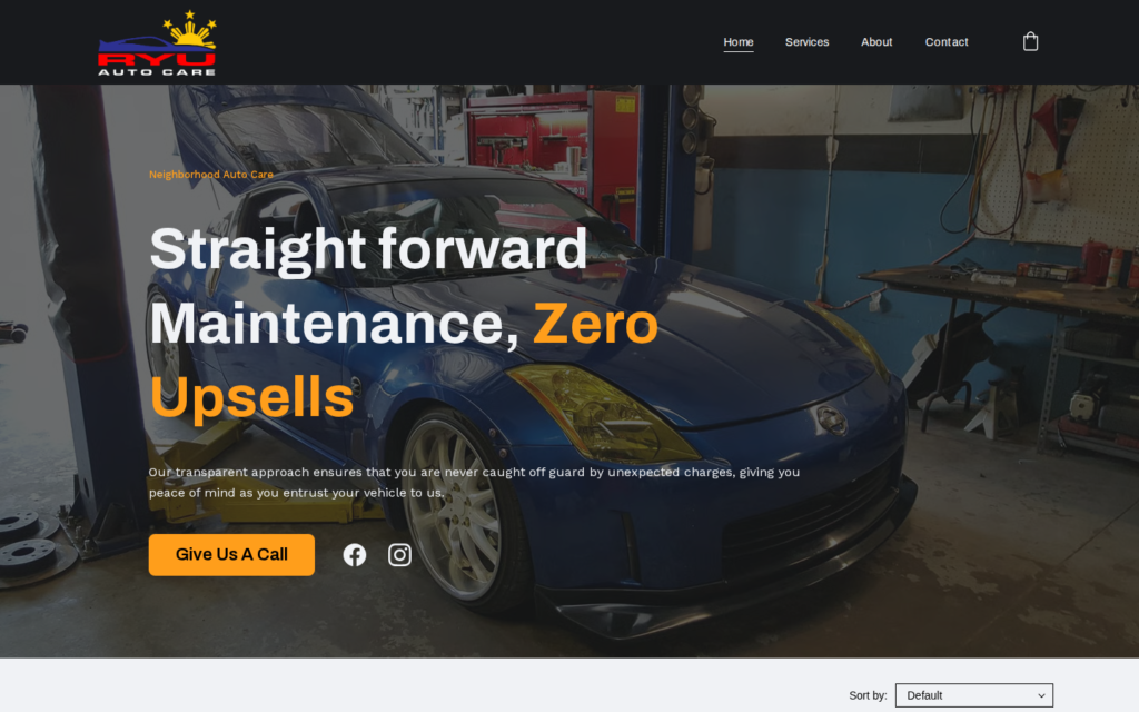 Desktop screenshot of the auto repair website