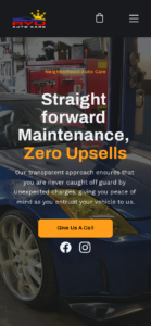 Mobile screenshot of the auto repair website