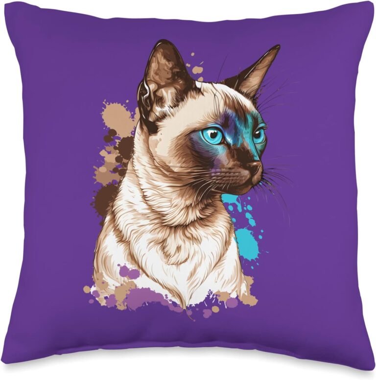 Siamese Cat Mom Throw Pillow, Colorful Cat Breed Decor, Cat Mom Gift design