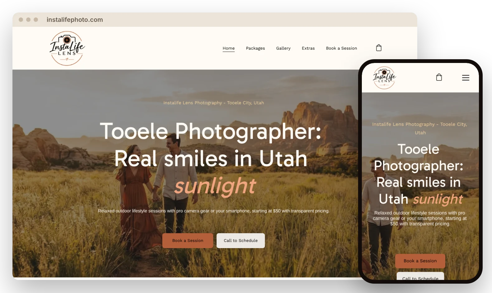 Instalife Photo website on desktop and phone