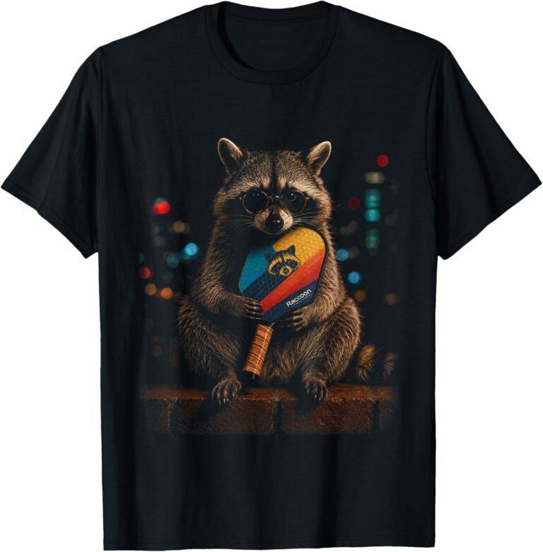 Raccoon Glasses Colorful Team Logo Pickleball Paddle design