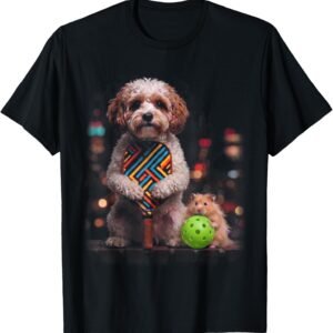 Pickleball Dog and Hamster Duo Halftone Style Art