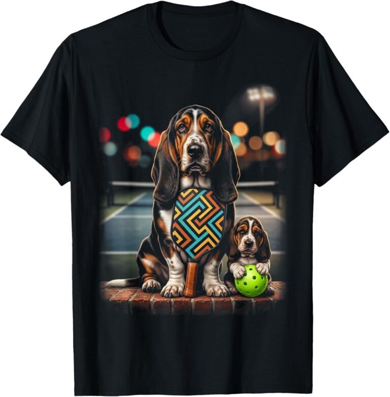 Basset Hound Pickleball Paddle Puppy Duo Dog Lover Art design