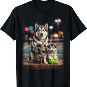 Alaskan Malamute Pickleball Paddle Puppy Duo Dog Lover Art