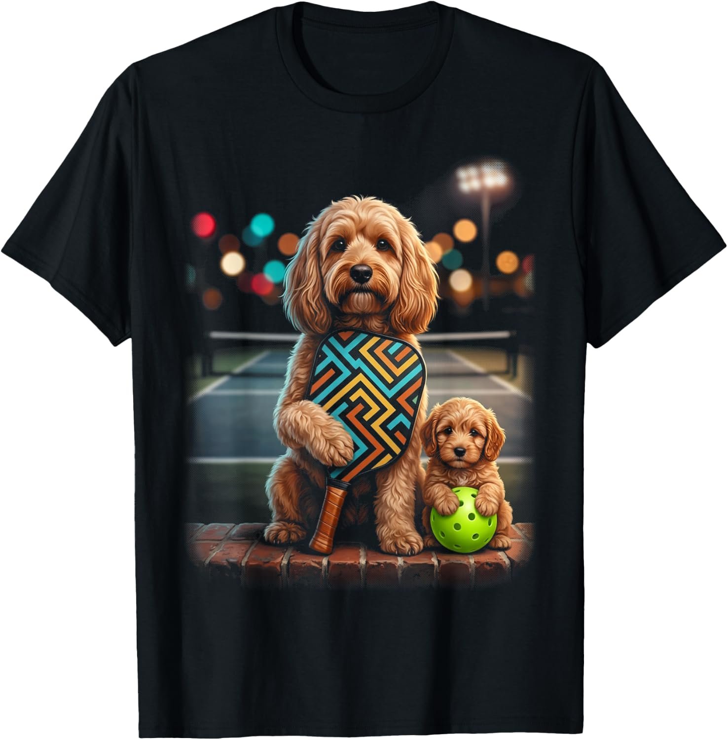 Cockapoo Pickleball Paddle Puppy Duo Dog Lover Art